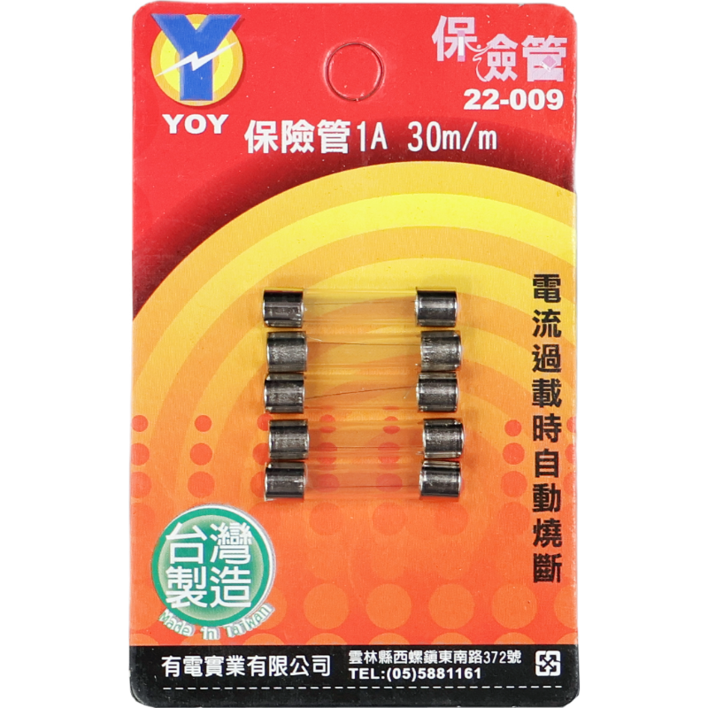 保險管 1A 30 m/m*5入吊卡