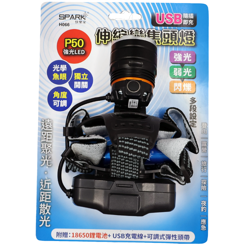  快樂家P50伸縮變焦頭燈 H066