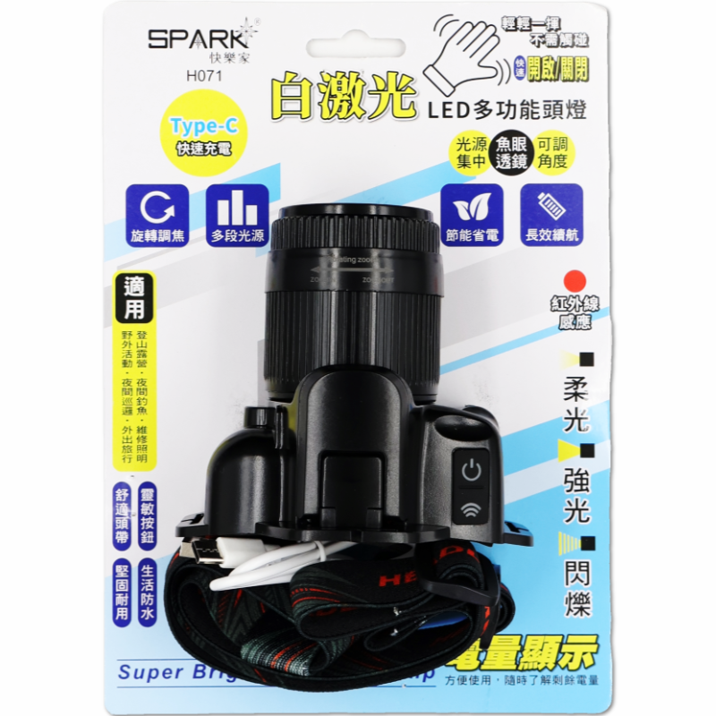 快樂家白激光多功能頭燈 H071