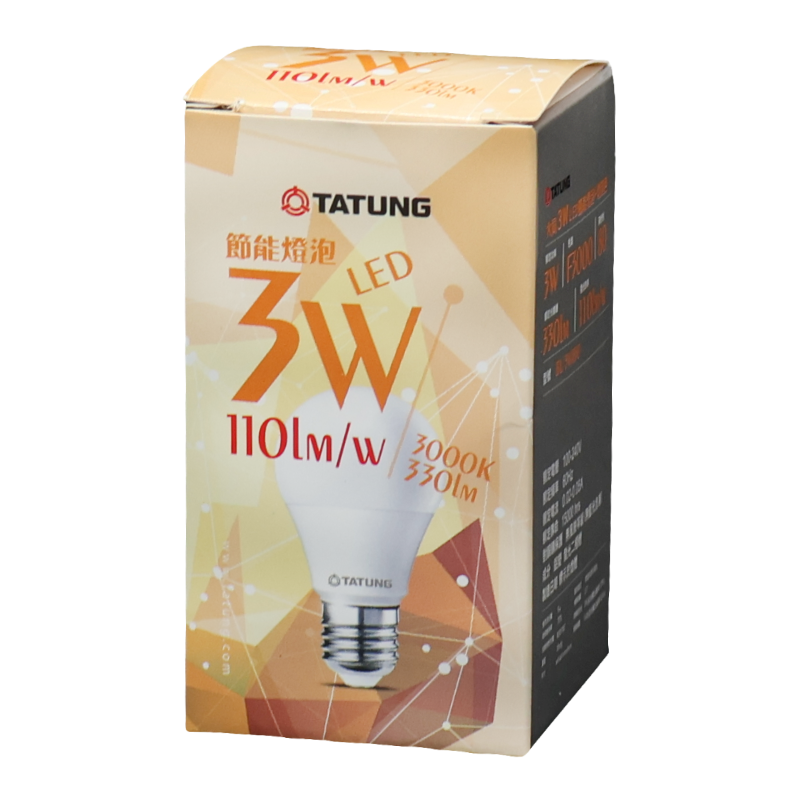 大同3W LED燈泡(黃光)