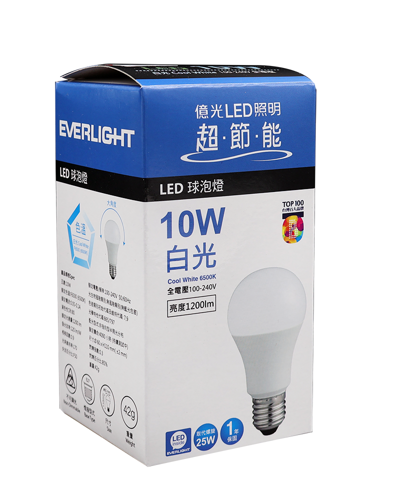 億光10W LED燈泡(白光)