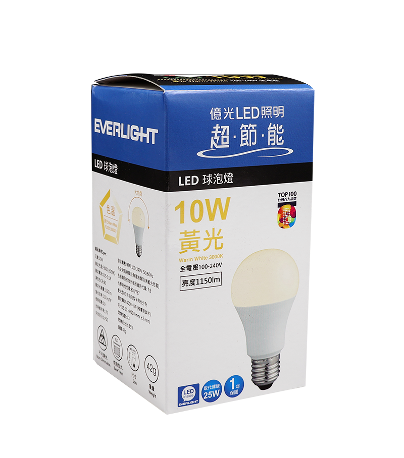 億光10W LED燈泡(黃光)