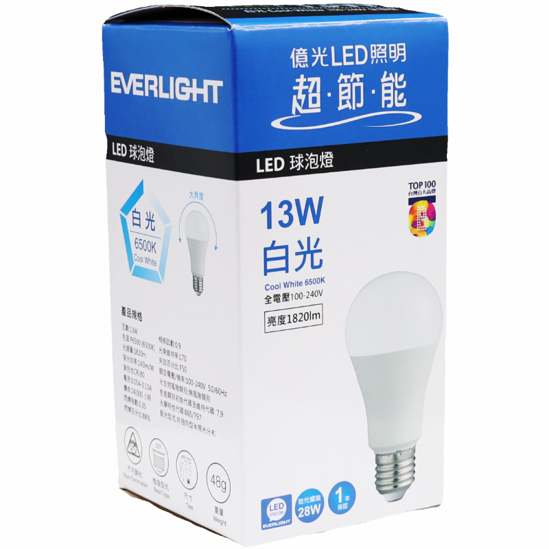 億光 13W LED燈泡(白光) 新