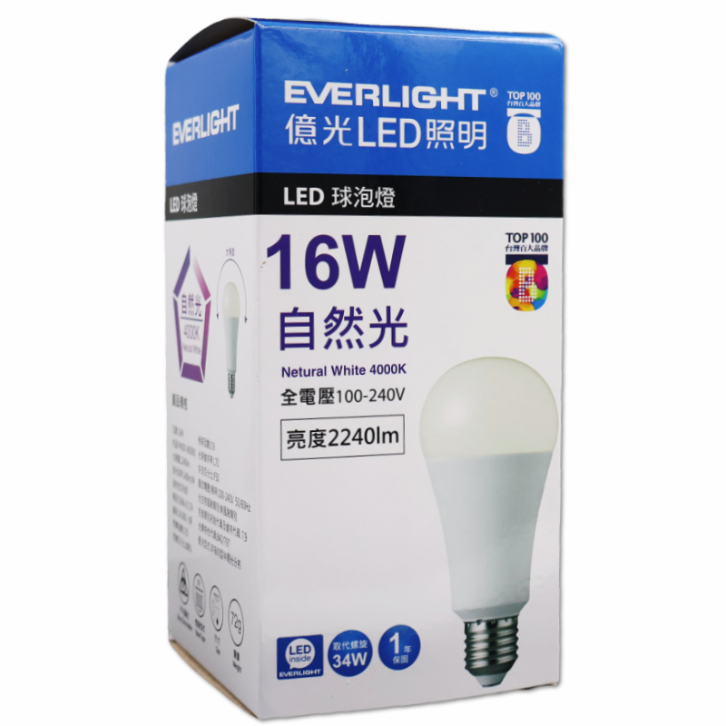 億光 16W LED燈泡(自然光) 新