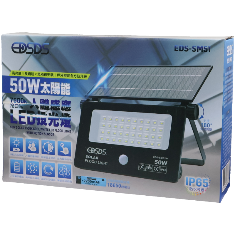 50W太陽人體感應投光燈 EDS-SM51
